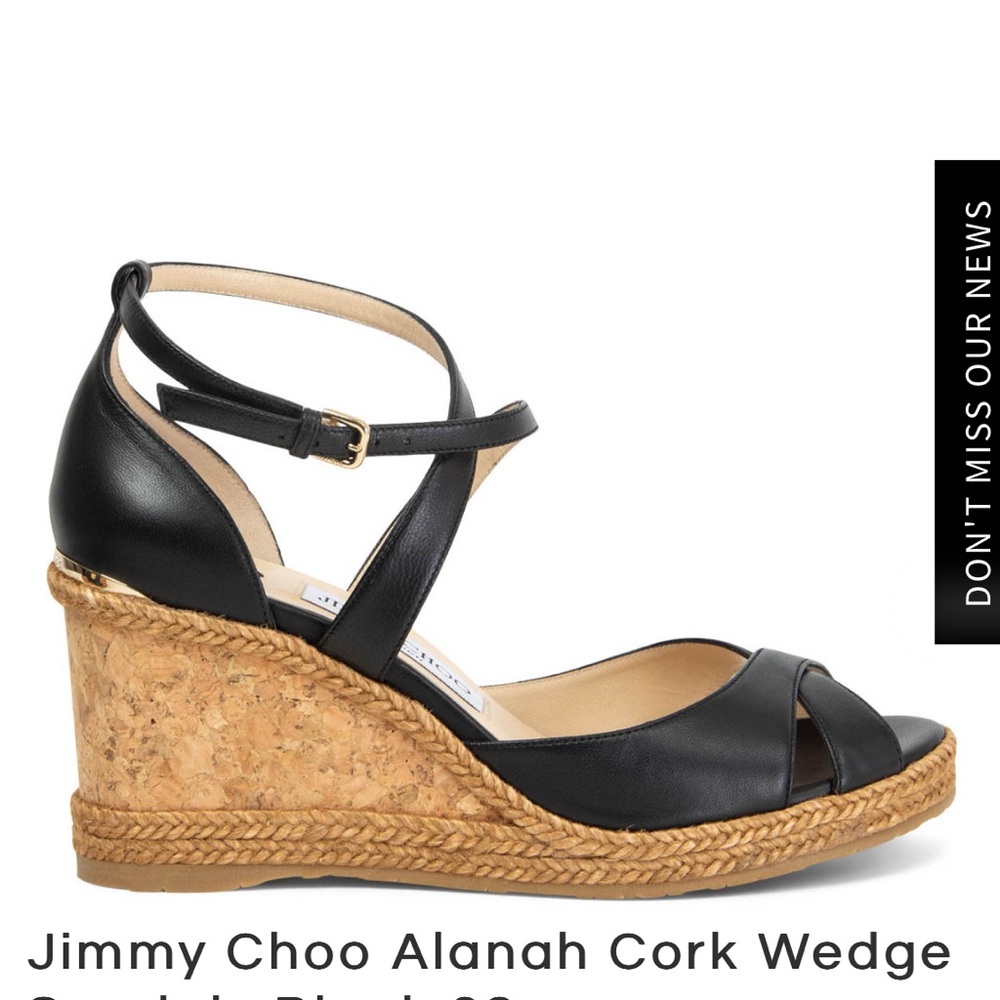Jimmy choo black Alanah cork wedge 7.5